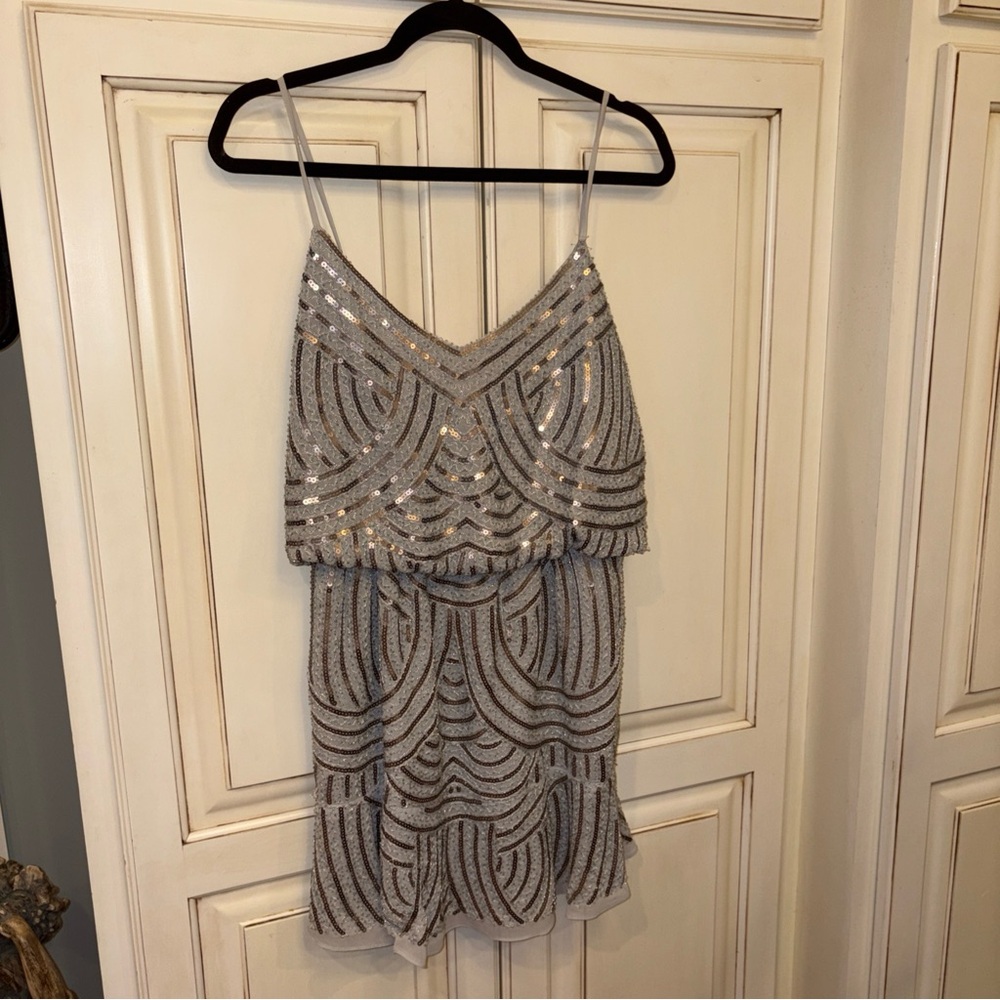 NWT Endless Rose Sequin Mini Dress M Sparkly Silver, Swifty, Holidays, Art Deco